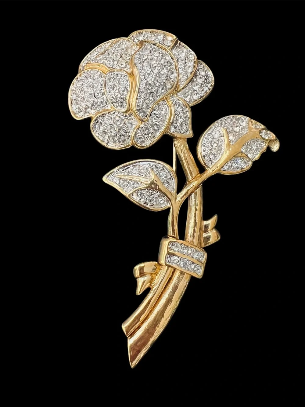 Nolan Miller Glamour Collection Gold Tone Rose Brooch VTG